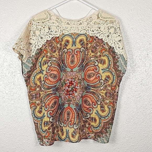 ONE World Women's Multicolored Medium Embroidered Top - Picture 4 of 5